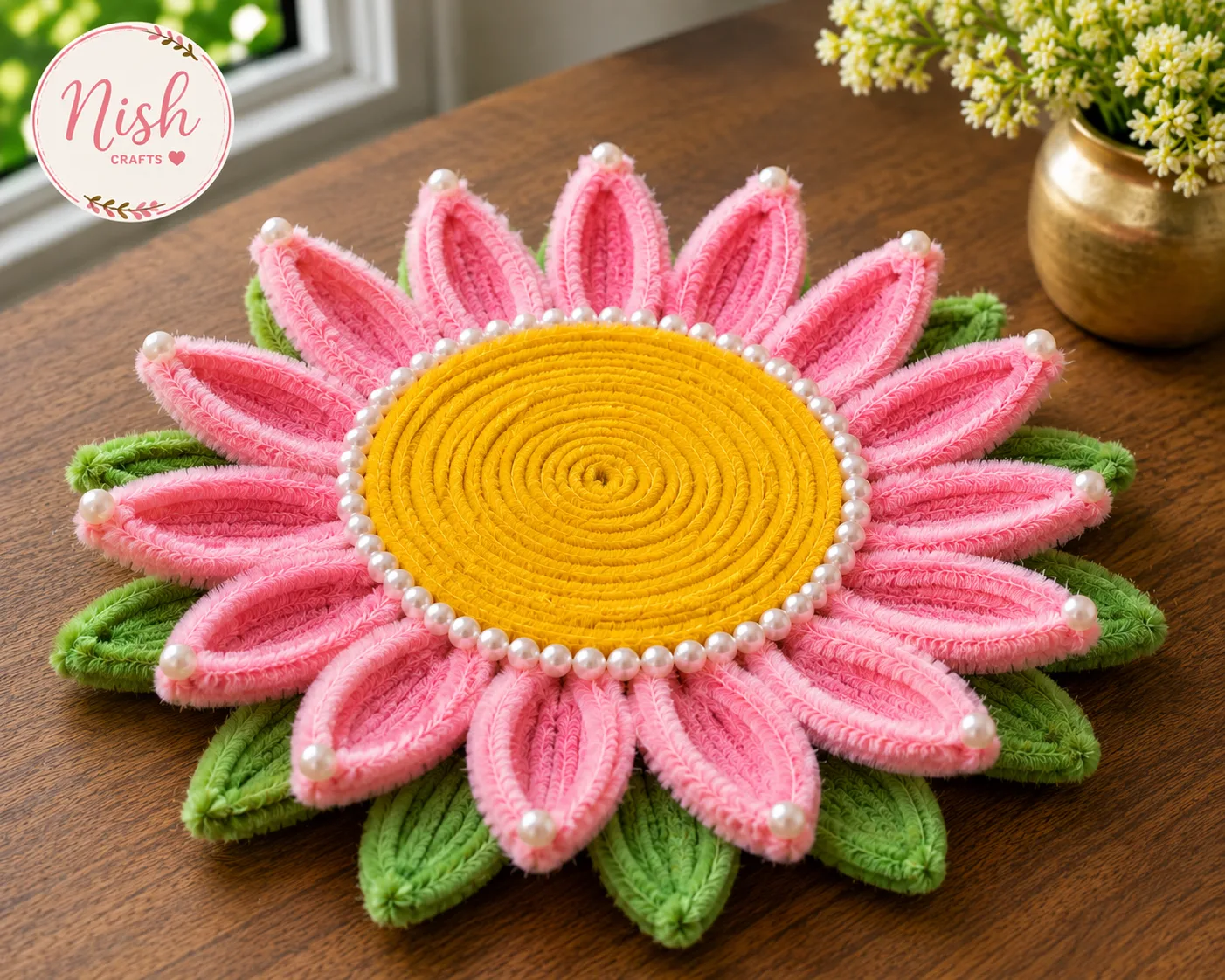 Nish Crafts Handmade Pipe Cleaner Flower Coaster