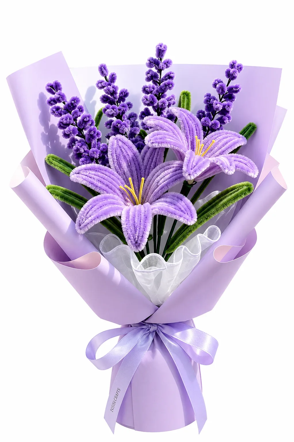 Nish Crafts Handmade Lavender Lily & Purple Flower Bouquet