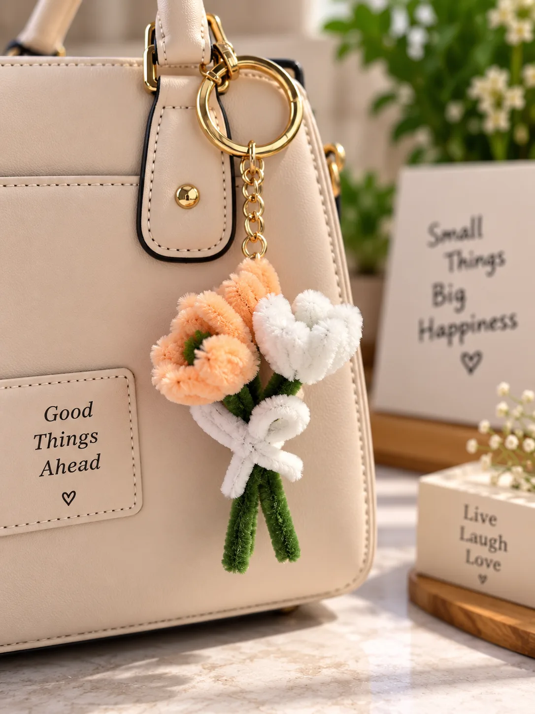 Nish Crafts Handmade Chenille Flower Bouquet Keychain