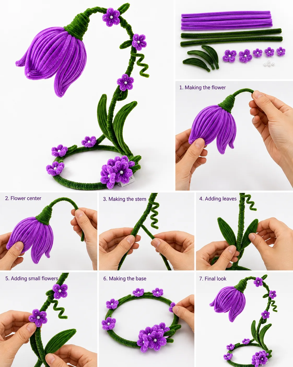 Handmade Purple Floral Vine Home Decor | Chenille Stem Flower Decoration