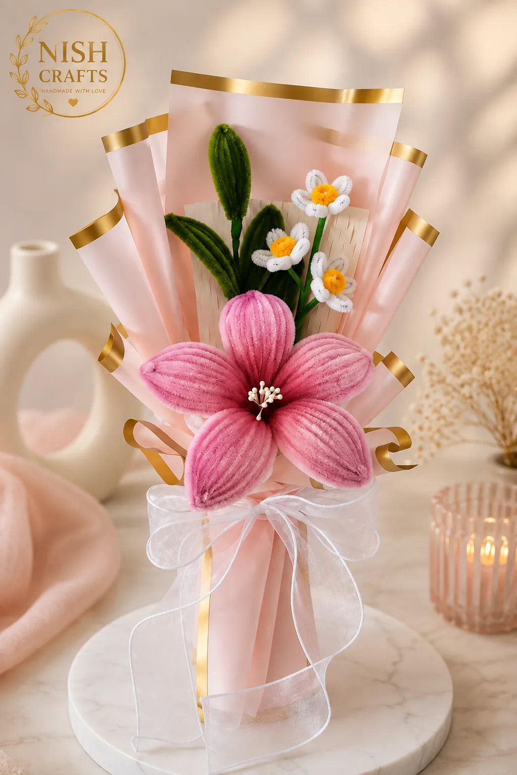 Pink Handmade Flower Bouquet